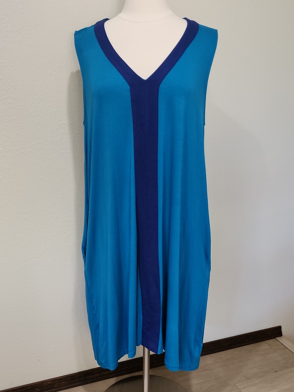 Fresh Produce Sabrina Dress Color Block Knit Sundress Blue Midi size XL NWT